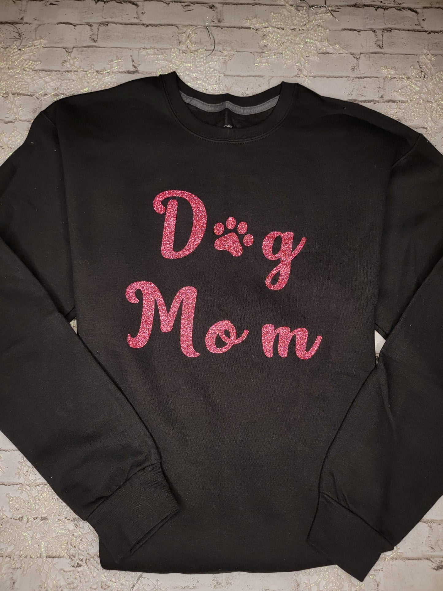 Dog Mom Pink Sparkle Dog Sweatshirt